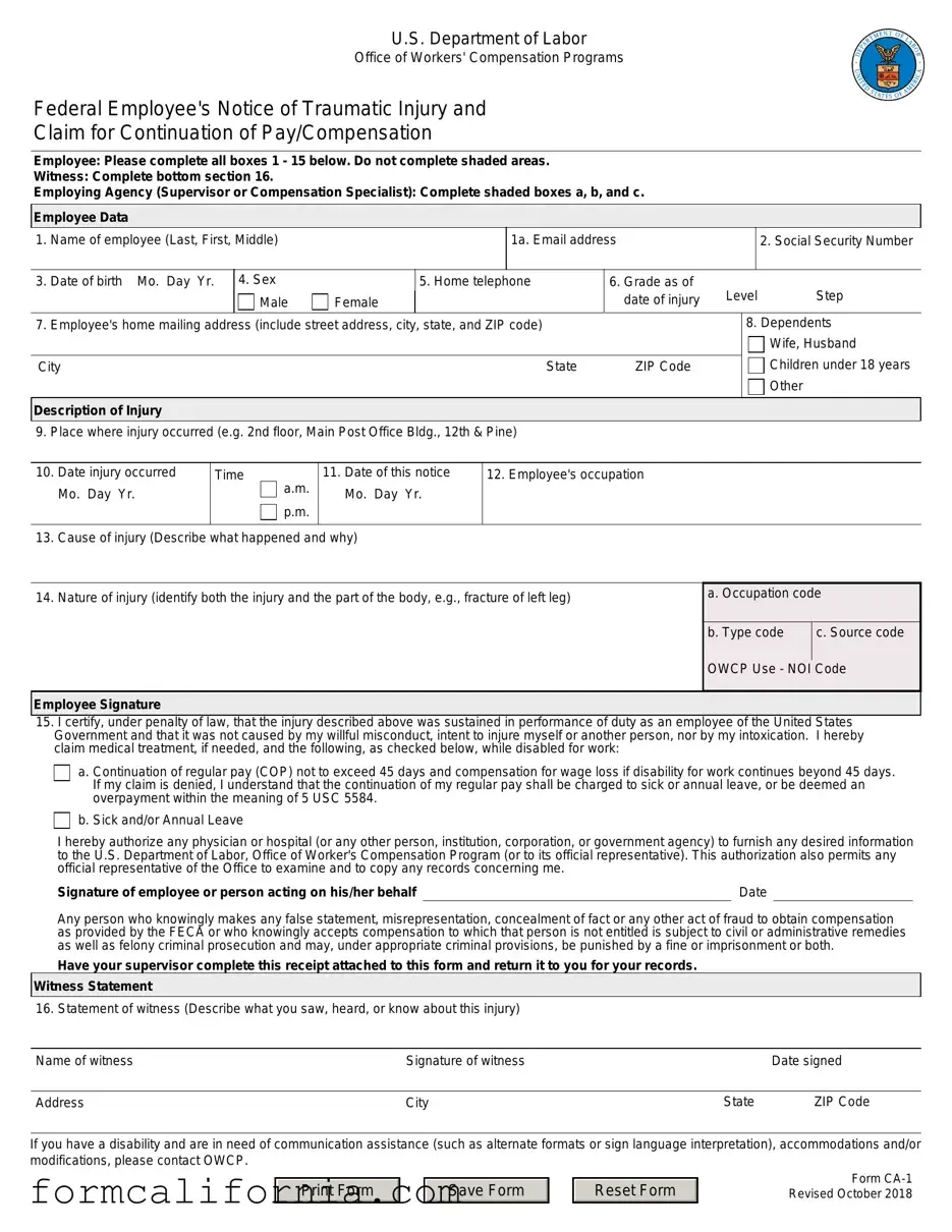 Blank Ca 1 PDF Form