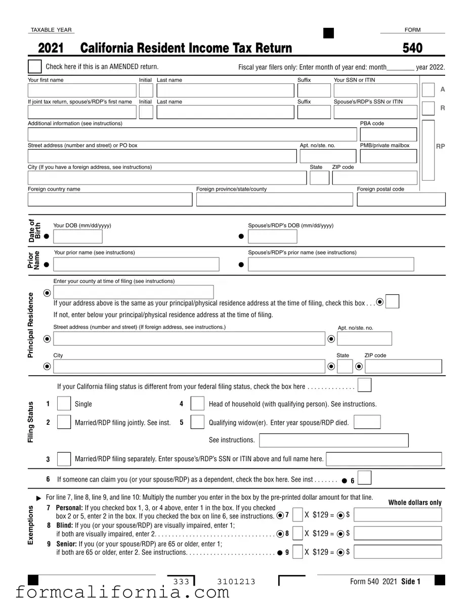 Blank Ca 540 PDF Form