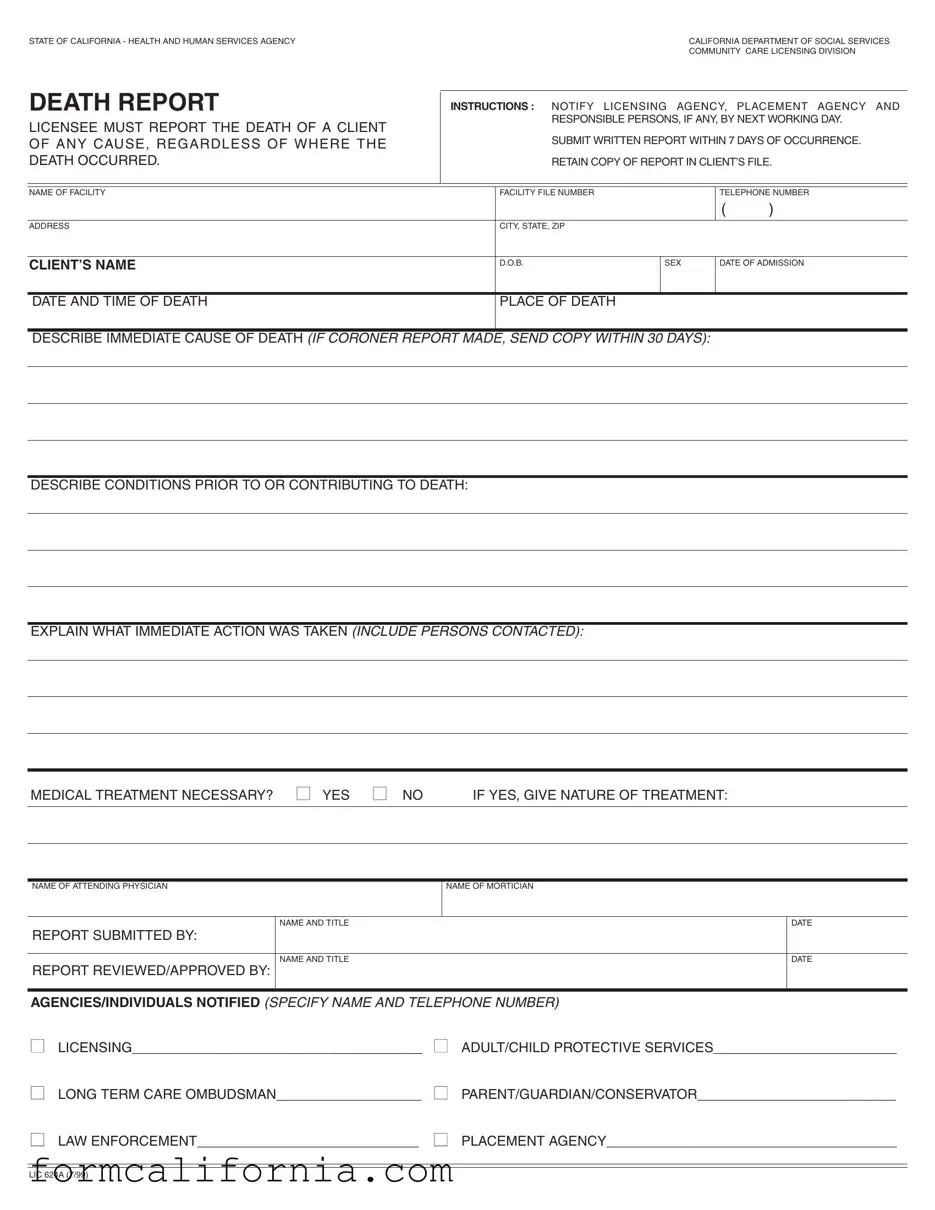 Blank Ca Death Report PDF Form