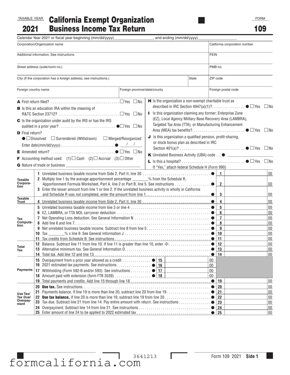 Blank California 109 PDF Form