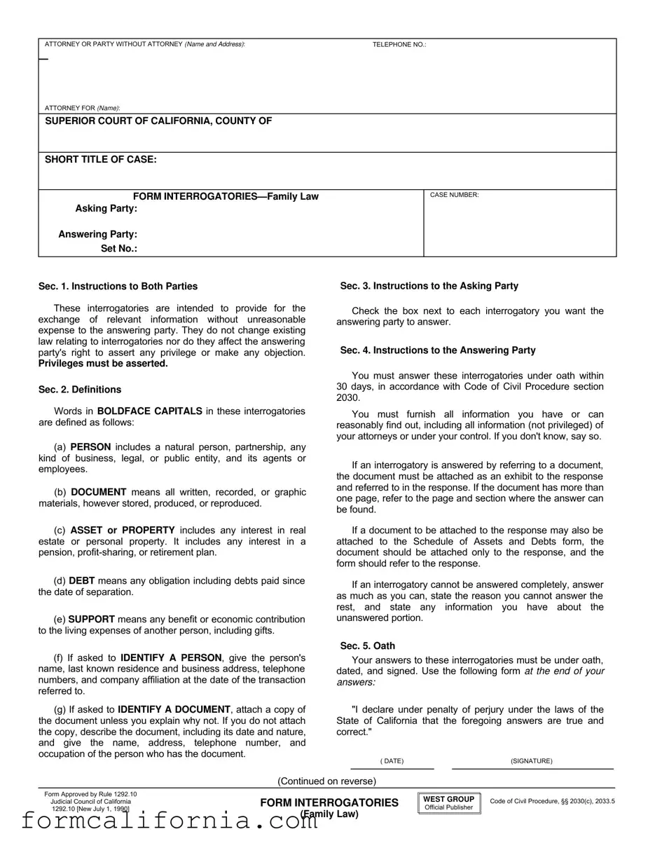 Blank California 1292 10 PDF Form