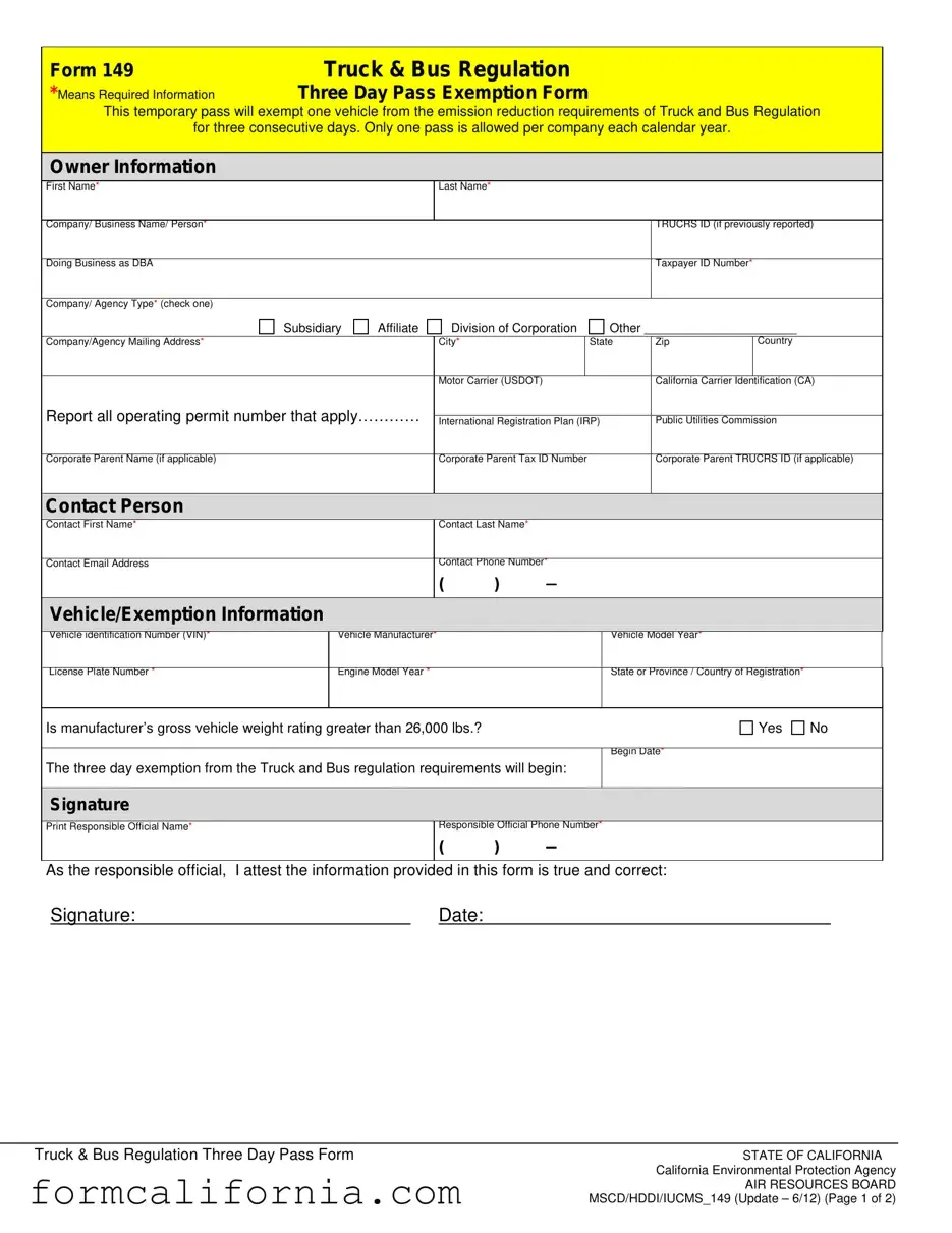 Blank California 149 PDF Form
