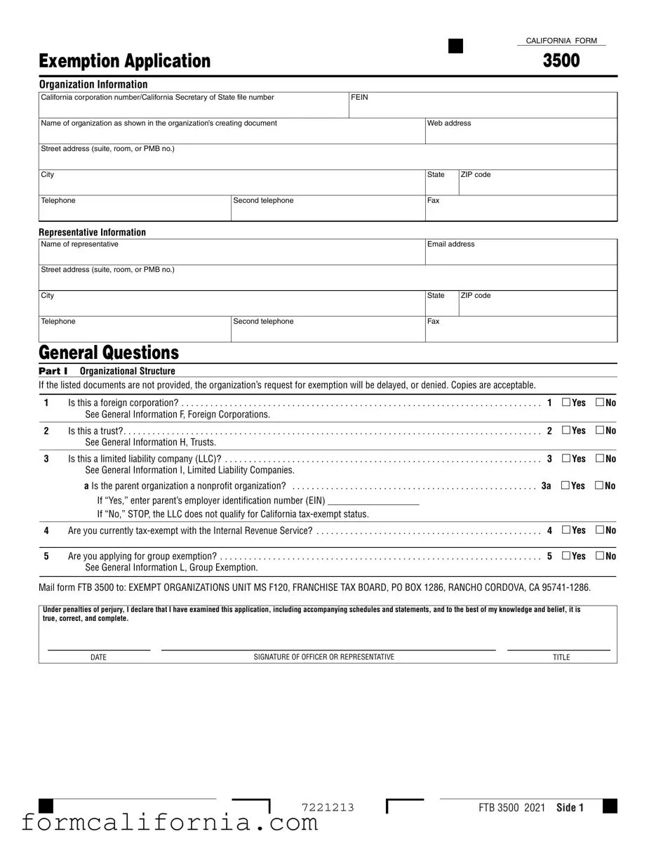 Blank California 3500 PDF Form