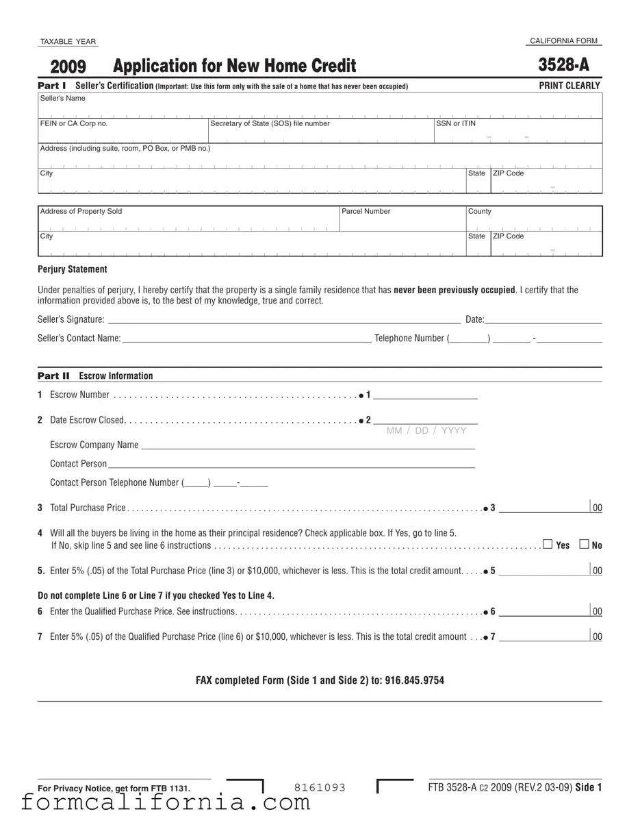 Blank California 3528 A PDF Form
