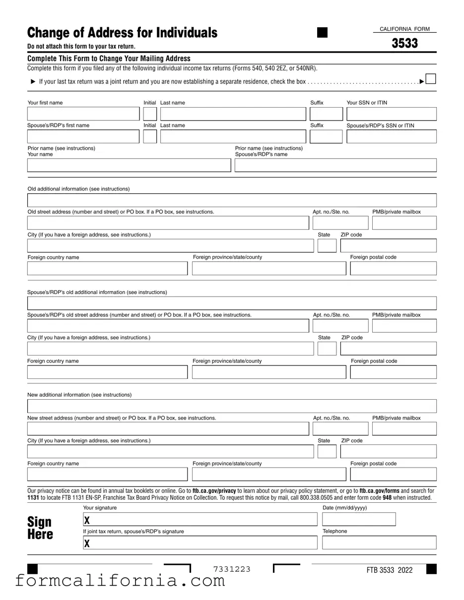 Blank California 3533 PDF Form