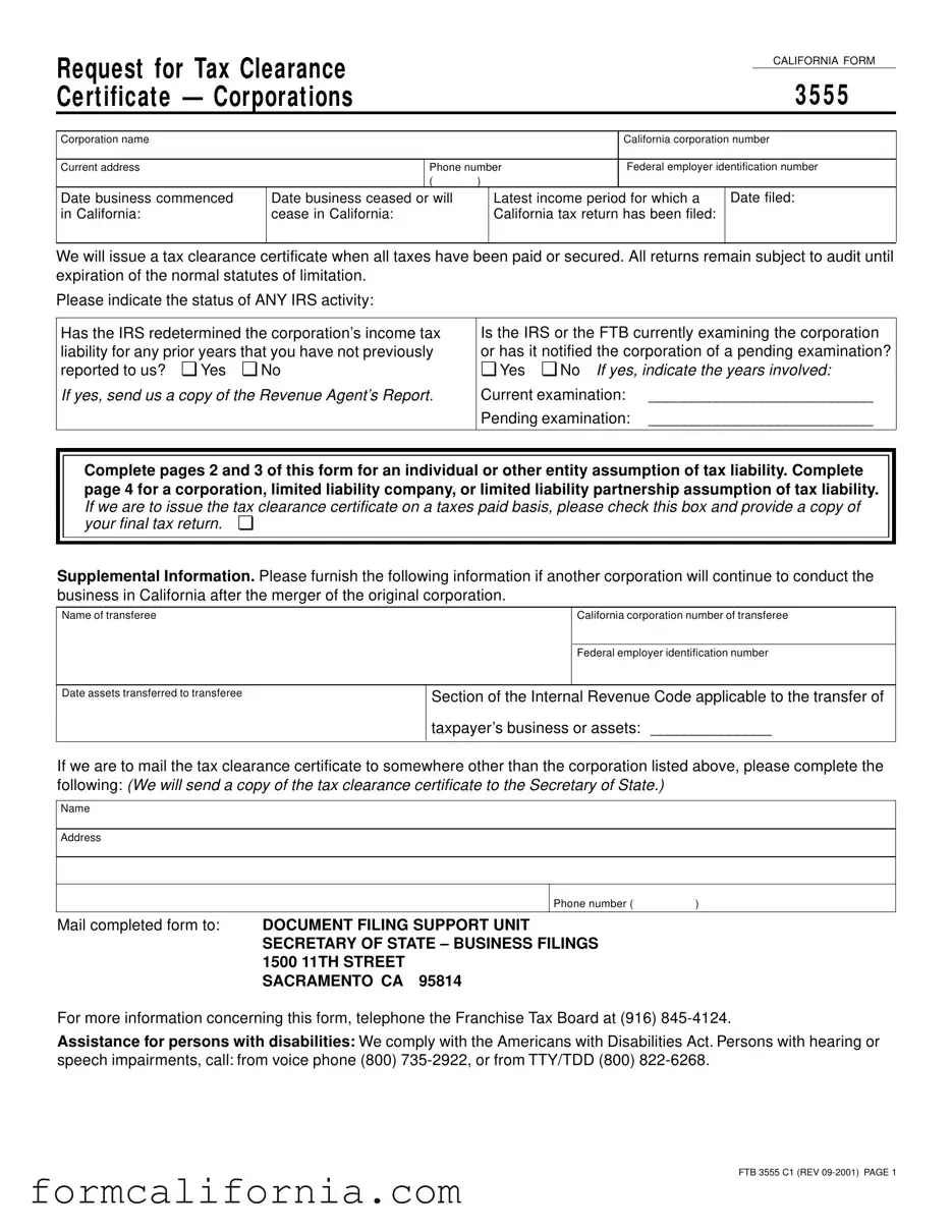 Blank California 3555 PDF Form