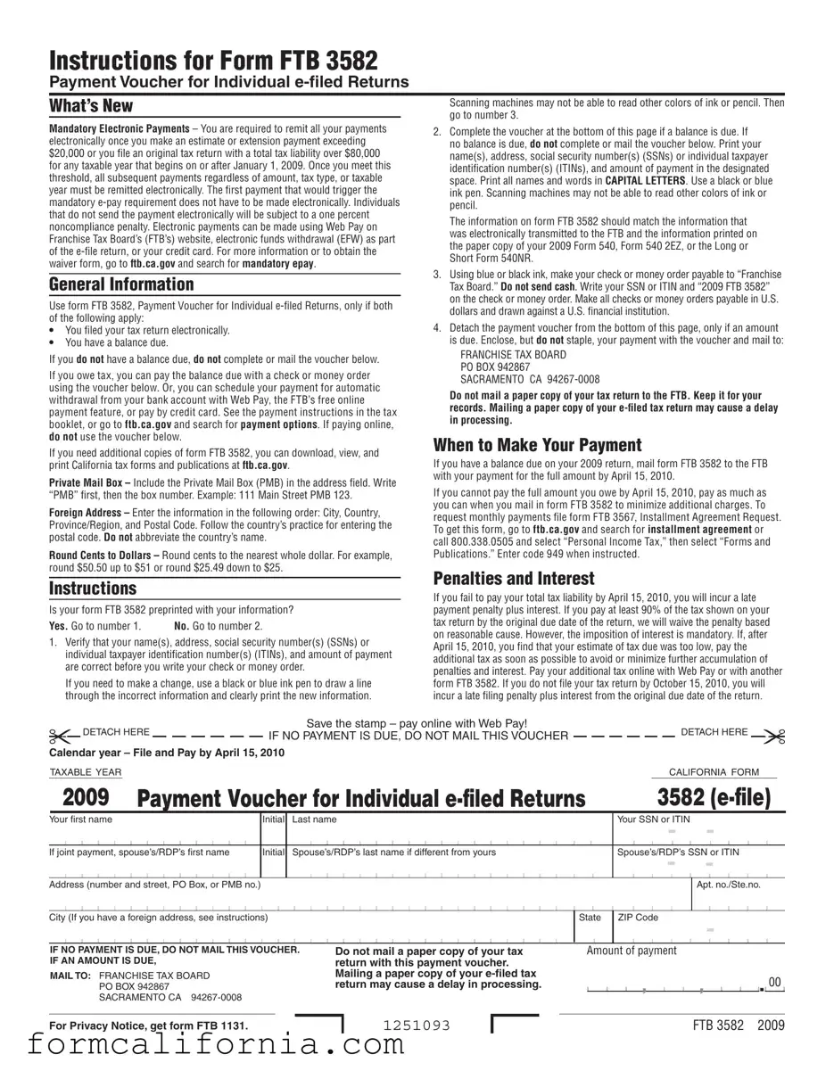Blank California 3582 PDF Form