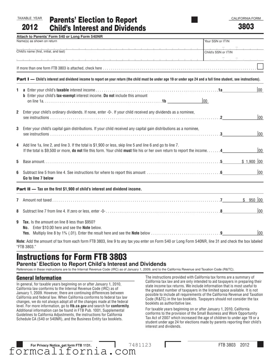 Blank California 3803 PDF Form