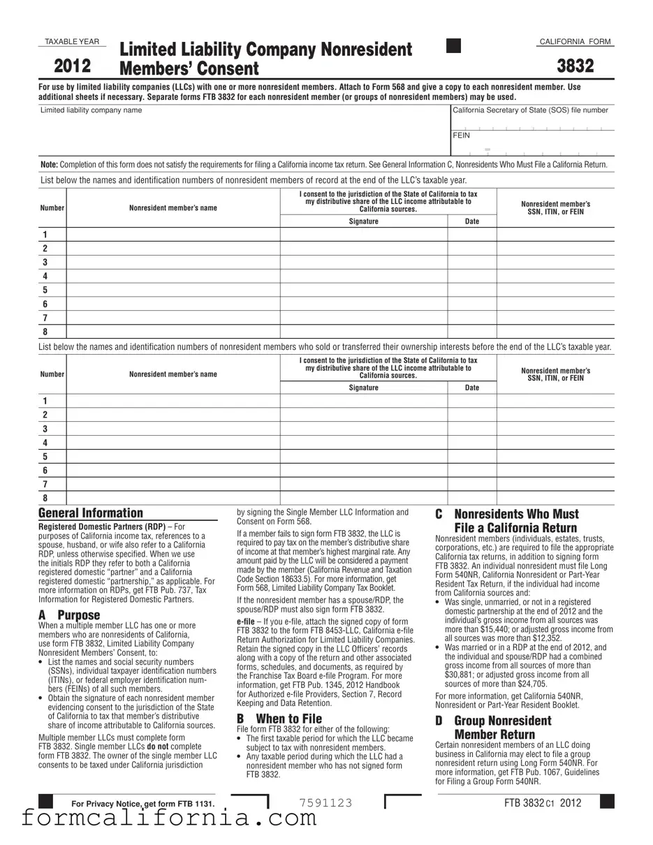 Blank California 3832 PDF Form