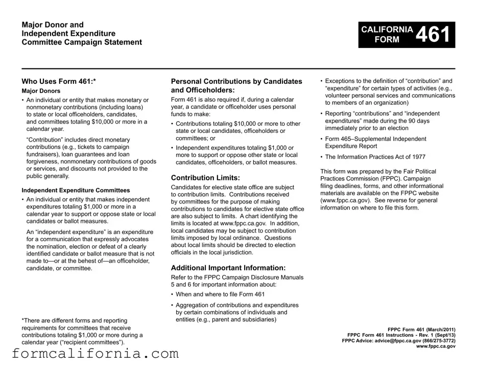 Blank California 461 PDF Form