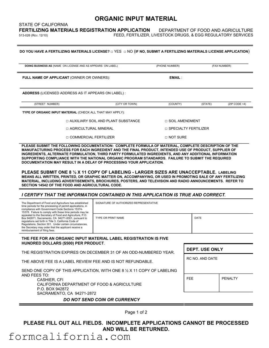 Blank California 513 026 PDF Form