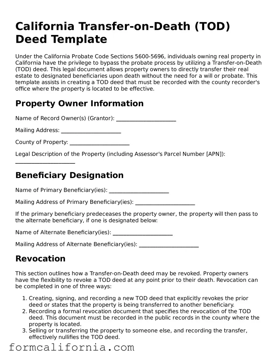 Legal California Transfer-on-Death Deed Document