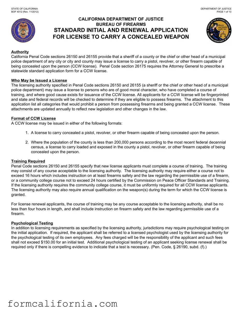 Blank California Bof 4012 PDF Form