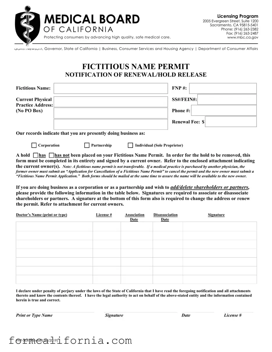 Blank California Fnp 004 PDF Form