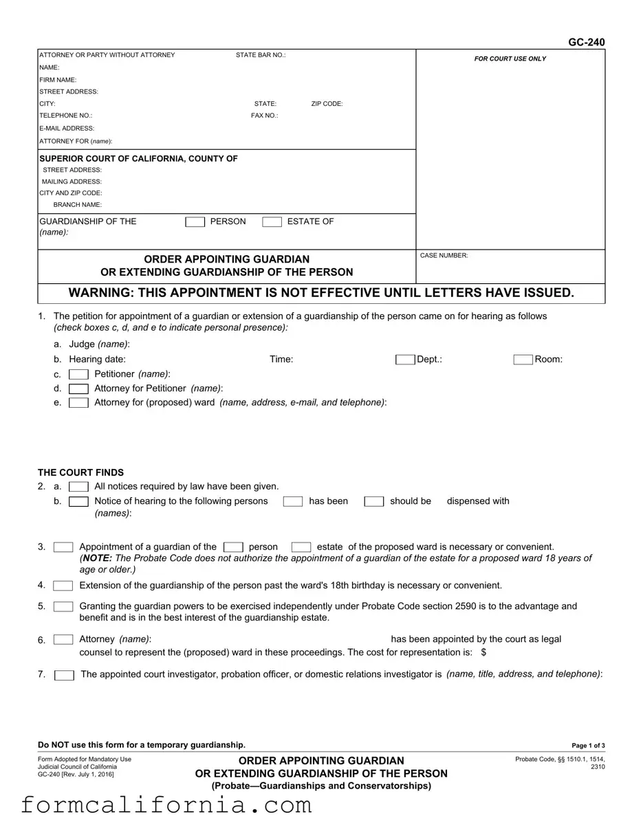 Blank California Gc 240 PDF Form