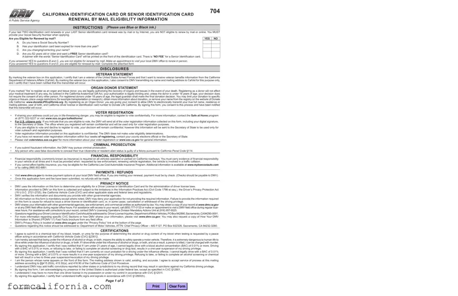 Blank California Id Card PDF Form