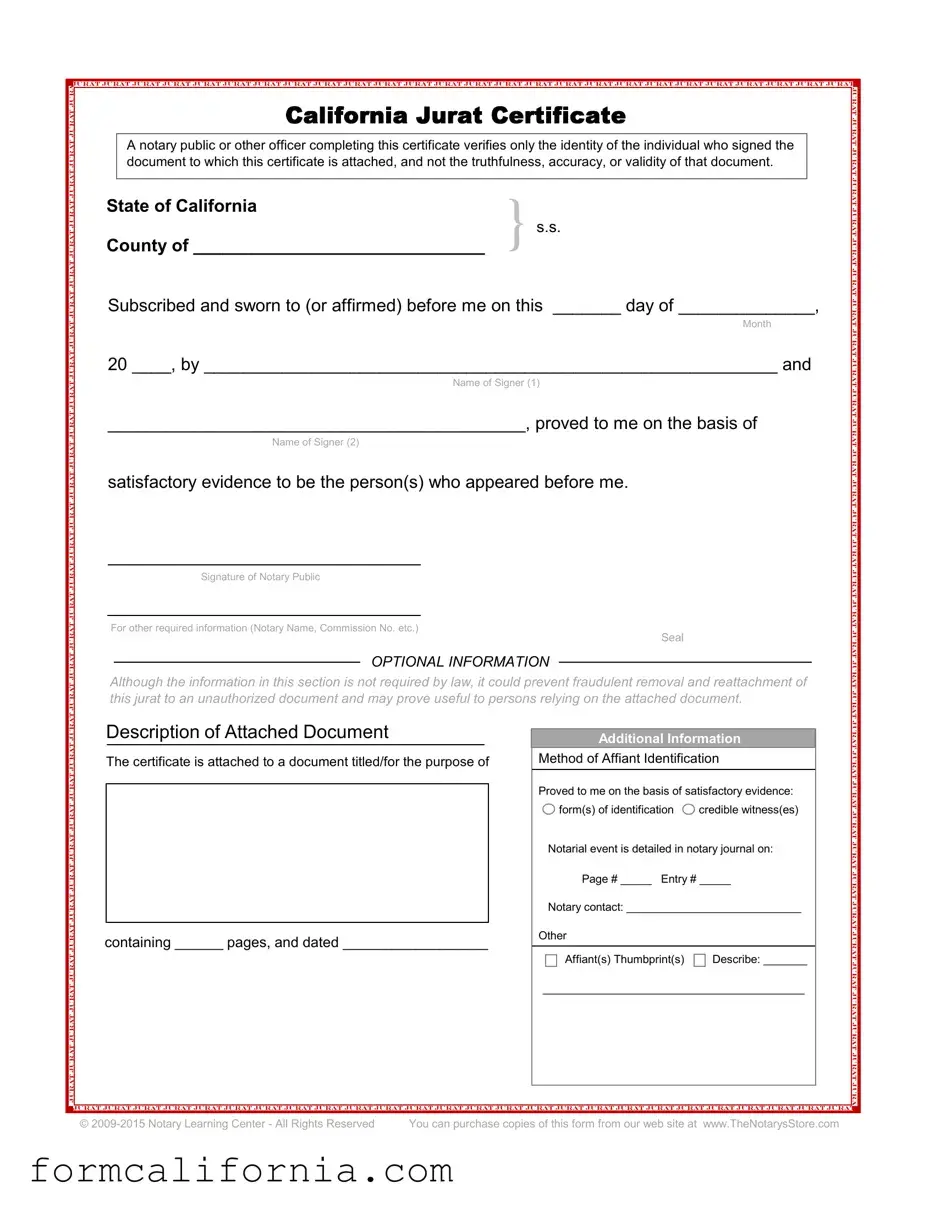 Blank California Jurat PDF Form