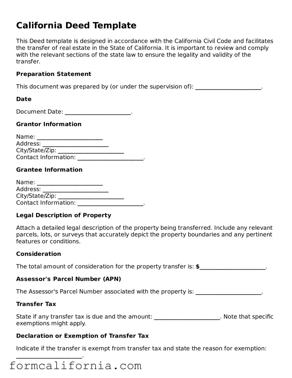 Legal California Deed Document