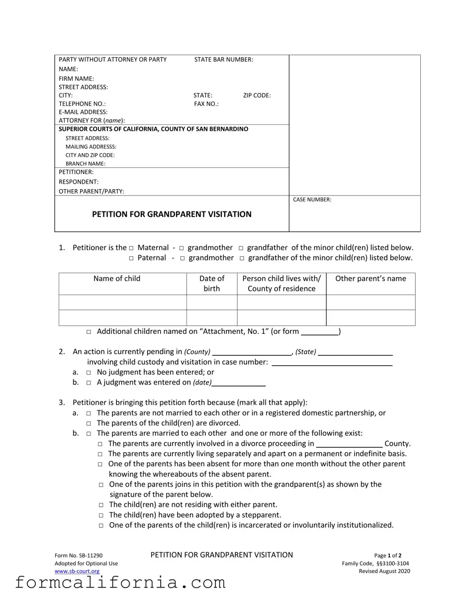 Blank California Sb 11290 PDF Form