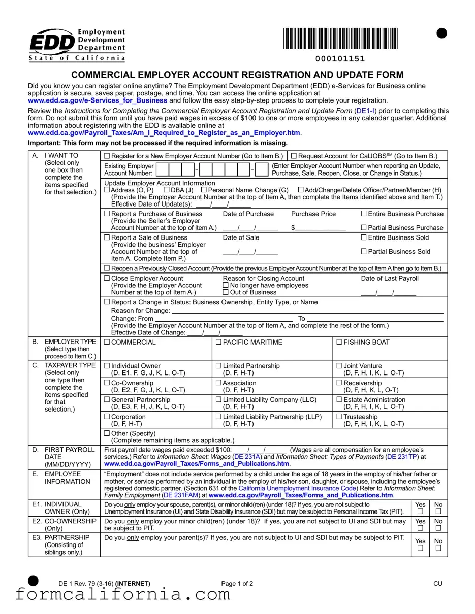Blank De 1 Edd PDF Form
