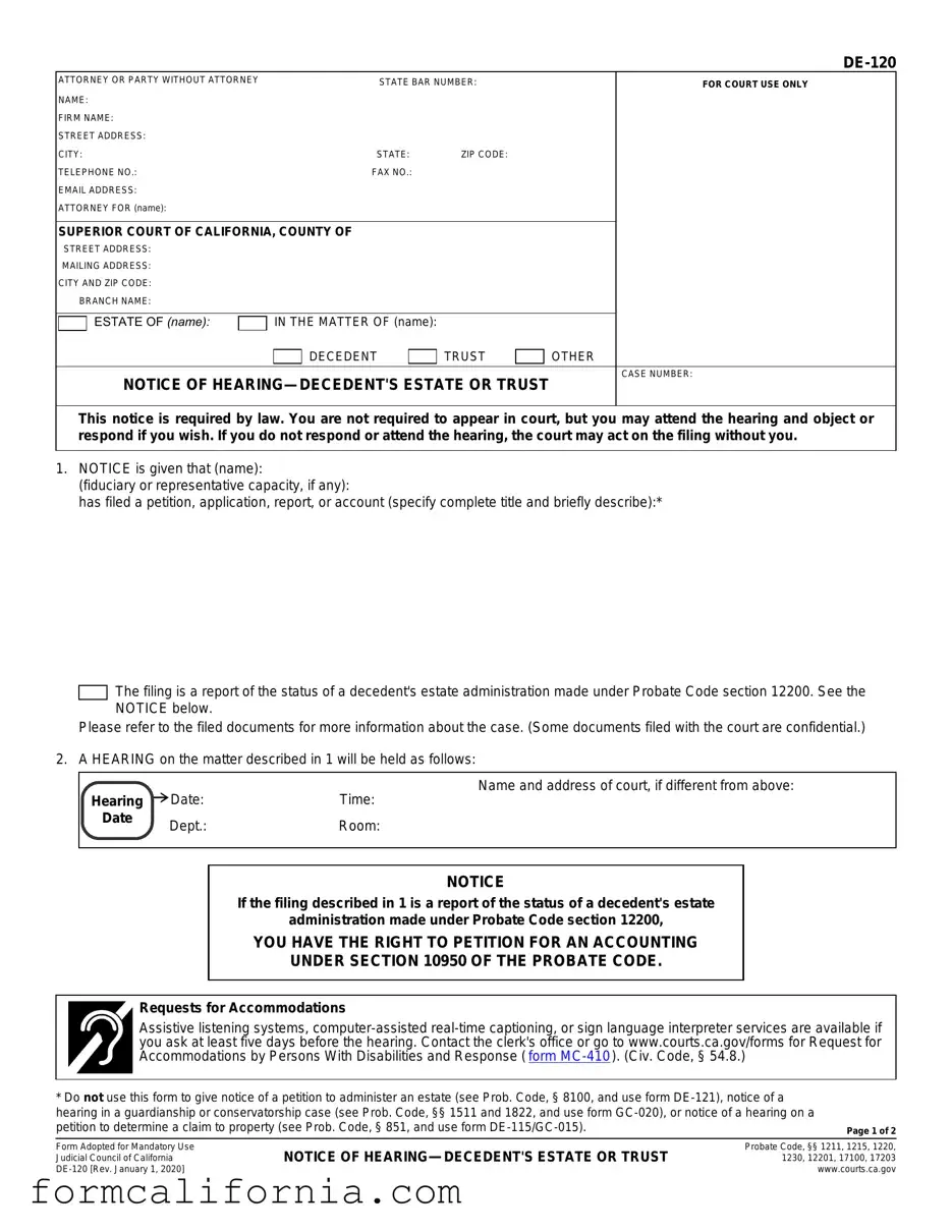 Blank De 120 PDF Form