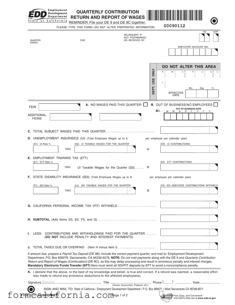 Blank De 9 Connector PDF Form