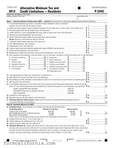 Blank California 540 Schedule P PDF Form