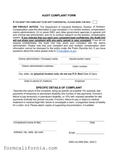 Blank California Audit PDF Form