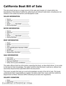 Legal California Boat Bill of Sale Document