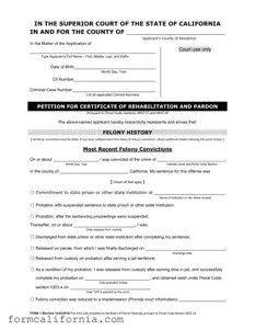 Blank California Certificate Rehabilitation PDF Form