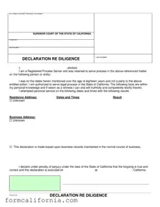 Blank California Diligence PDF Form