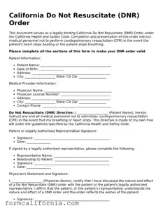Legal California Do Not Resuscitate Order Document