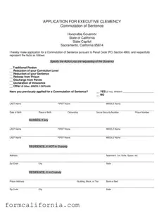 Blank California Executive Clemency PDF Form
