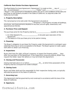 Legal California Real Estate Purchase Agreement Document