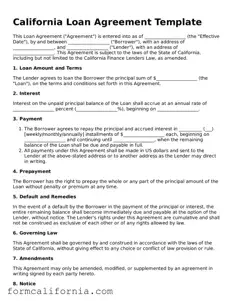 Legal California Loan Agreement Document
