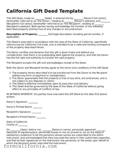 Legal California Gift Deed Document