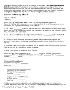 Legal California Self-Proving Affidavit Document
