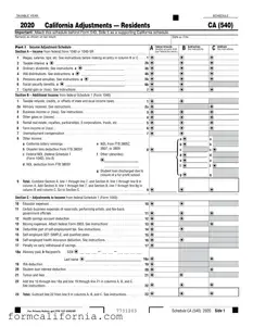 Blank Schedule California 540 PDF Form